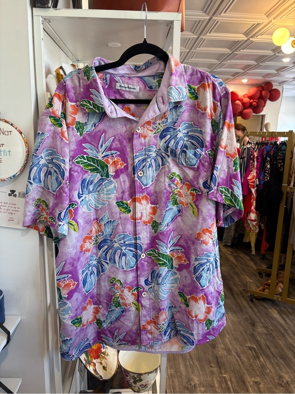 Tommy Bahama Purple Tropical Print Button-Down Shirt
